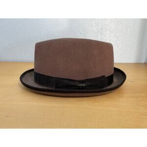 Scala Mens Fedora Small Brown Wool Felt Diamond Crown Bogart Style Steampunk